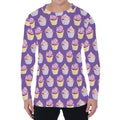 Purple Cupcake Pattern Print Men's Long Sleeve T-Shirt