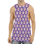 Purple Cupcake Pattern Print Men's Muscle Tank Top