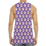 Purple Cupcake Pattern Print Men's Muscle Tank Top