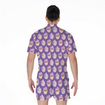 Purple Cupcake Pattern Print Men's Rompers