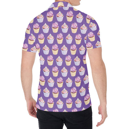 Purple Cupcake Pattern Print Men's Shirt