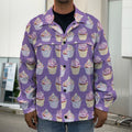 Purple Cupcake Pattern Print Men's Shirt Jacket