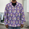 Purple Cupcake Pattern Print Men's Shirt Jacket