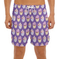 Purple Cupcake Pattern Print Men's Split Running Shorts