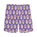Purple Cupcake Pattern Print Men's Athletic Shorts