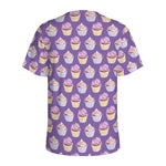 Purple Cupcake Pattern Print Men's Sports T-Shirt