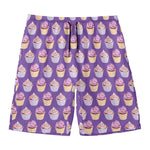 Purple Cupcake Pattern Print Men's Swim Trunks