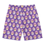 Purple Cupcake Pattern Print Men's Swim Trunks