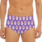 Purple Cupcake Pattern Print Men's Triangle Swim Briefs