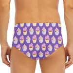 Purple Cupcake Pattern Print Men's Triangle Swim Briefs