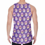 Purple Cupcake Pattern Print Men's Velvet Tank Top