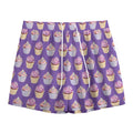Purple Cupcake Pattern Print Mesh Shorts