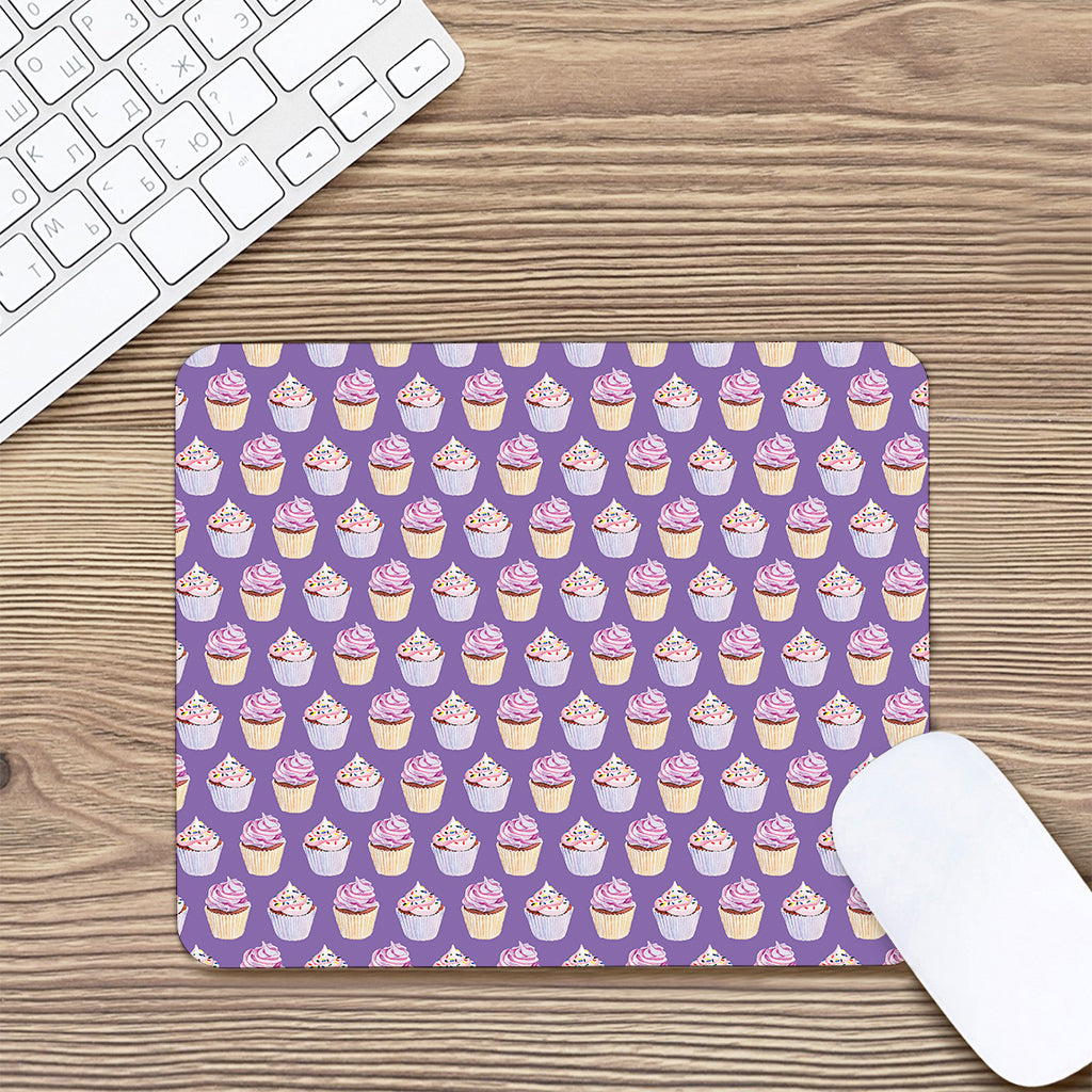 Purple Cupcake Pattern Print Mouse Pad