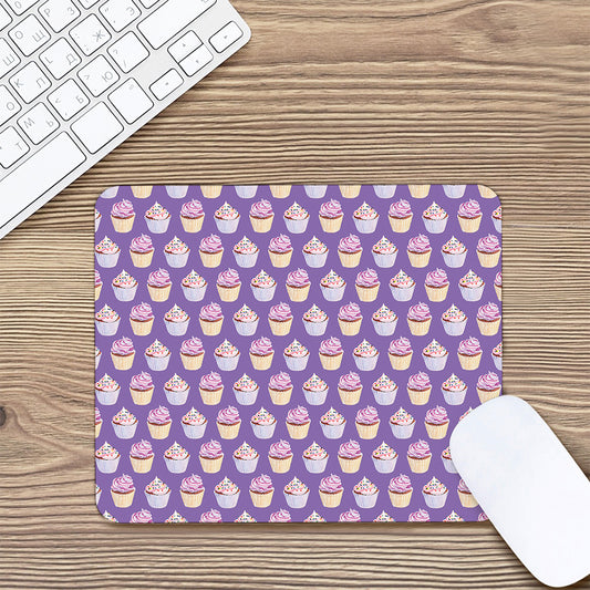 Purple Cupcake Pattern Print Mouse Pad