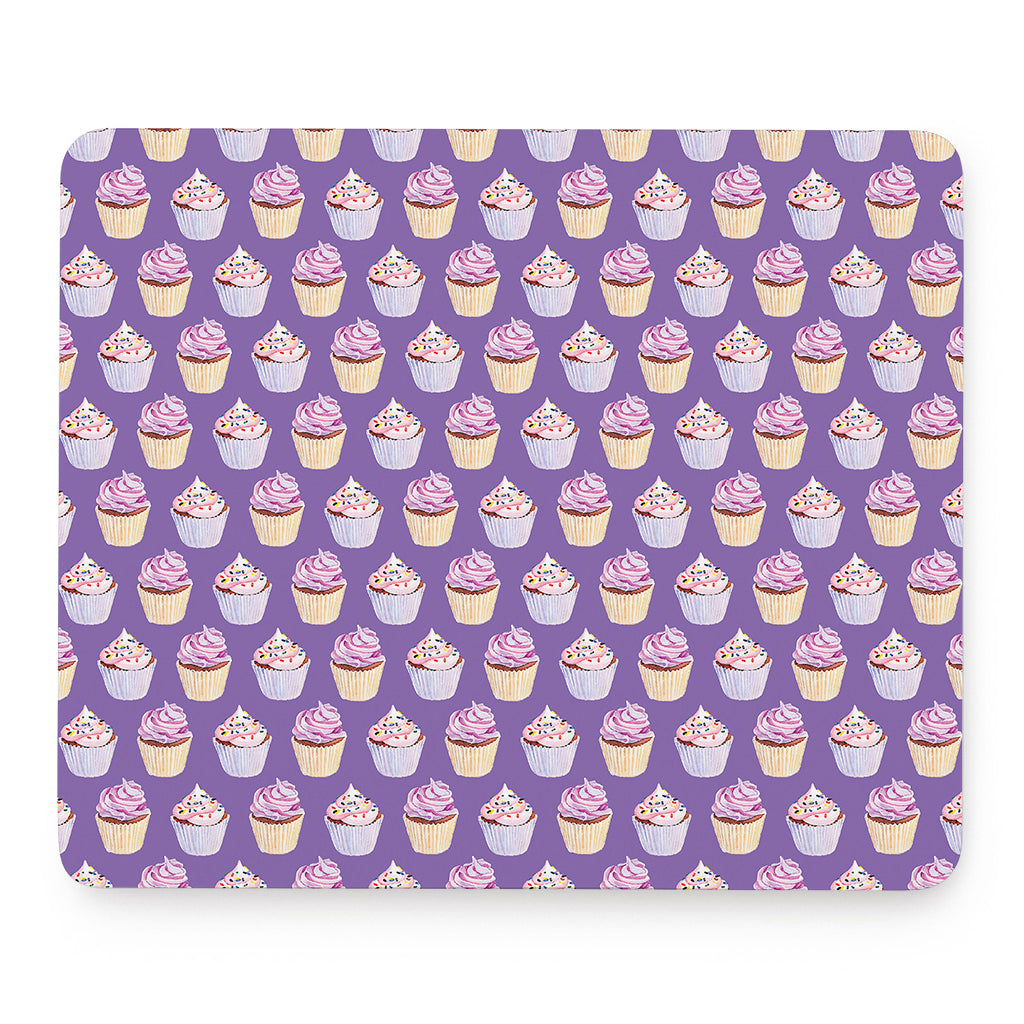 Purple Cupcake Pattern Print Mouse Pad