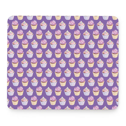 Purple Cupcake Pattern Print Mouse Pad
