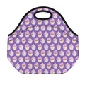 Purple Cupcake Pattern Print Neoprene Lunch Bag
