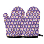 Purple Cupcake Pattern Print Oven Mitts
