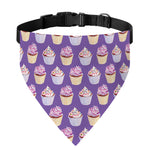 Purple Cupcake Pattern Print Over The Collar Dog Bandana
