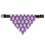 Purple Cupcake Pattern Print Over The Collar Dog Bandana