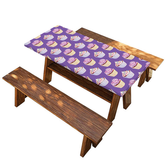 Purple Cupcake Pattern Print Picnic Table Cover