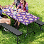 Purple Cupcake Pattern Print Picnic Table Cover