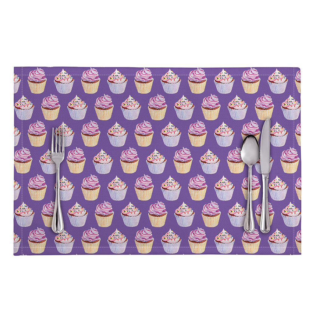 Purple Cupcake Pattern Print Placemat
