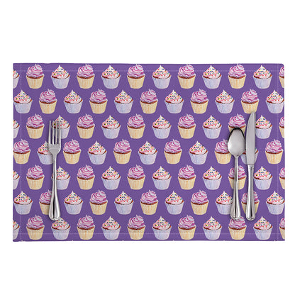 Purple Cupcake Pattern Print Placemat