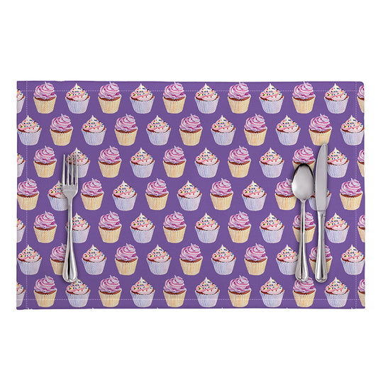 Purple Cupcake Pattern Print Placemat