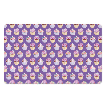 Purple Cupcake Pattern Print Polyester Doormat