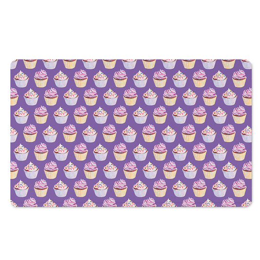 Purple Cupcake Pattern Print Polyester Doormat