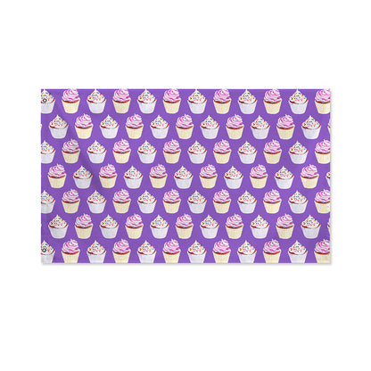 Purple Cupcake Pattern Print Polyester Flag