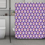 Purple Cupcake Pattern Print Polyester Shower Curtain