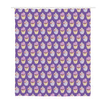 Purple Cupcake Pattern Print Polyester Shower Curtain