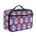 Purple Cupcake Pattern Print Portable Lunch Bag