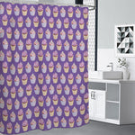 Purple Cupcake Pattern Print Premium Shower Curtain