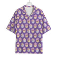 Purple Cupcake Pattern Print Rayon Hawaiian Shirt