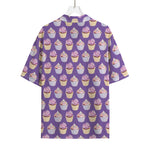 Purple Cupcake Pattern Print Rayon Hawaiian Shirt