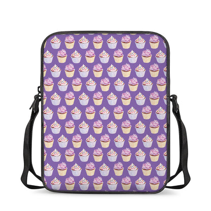 Purple Cupcake Pattern Print Rectangular Crossbody Bag
