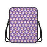 Purple Cupcake Pattern Print Rectangular Crossbody Bag