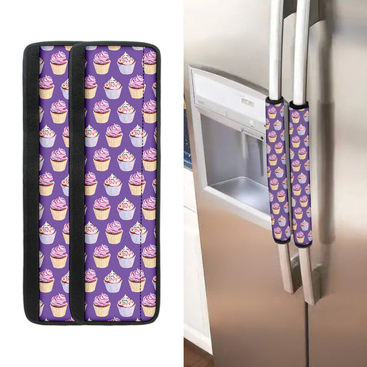 Purple Cupcake Pattern Print Refrigerator Handle Covers