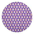 Purple Cupcake Pattern Print Round Blanket