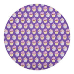 Purple Cupcake Pattern Print Round Blanket