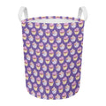 Purple Cupcake Pattern Print Round Laundry Basket