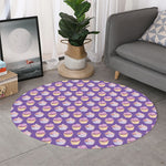 Purple Cupcake Pattern Print Round Rug