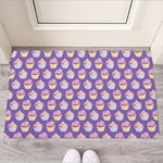 Purple Cupcake Pattern Print Rubber Doormat