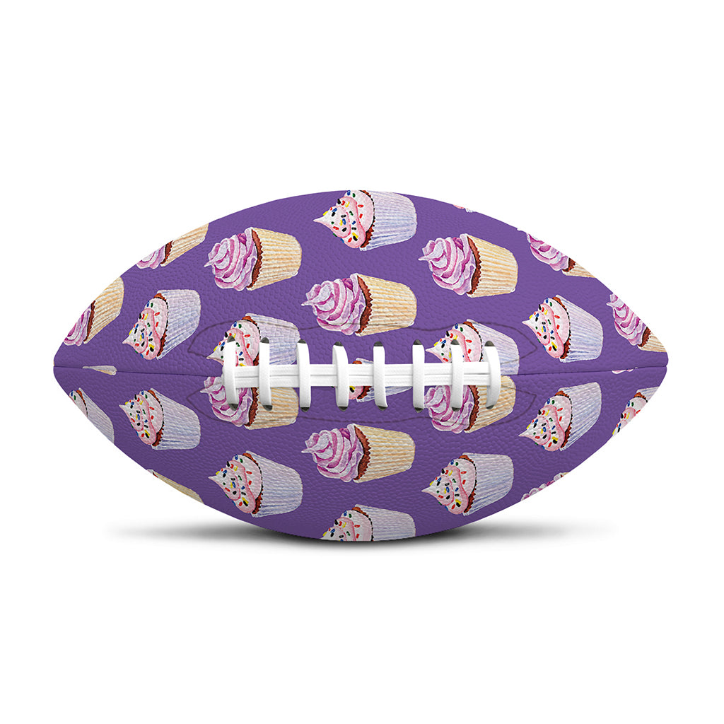 Purple Cupcake Pattern Print Rugby Ball