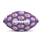 Purple Cupcake Pattern Print Rugby Ball