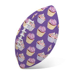 Purple Cupcake Pattern Print Rugby Ball
