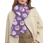 Purple Cupcake Pattern Print Scarf